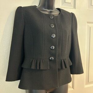 Classiques Entier Black Textured Peplum Button Jacket